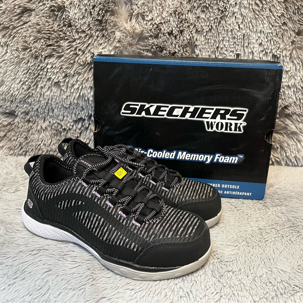 Skechers Work Women's Static Dissipative Lace Up Shoes Black/Purple